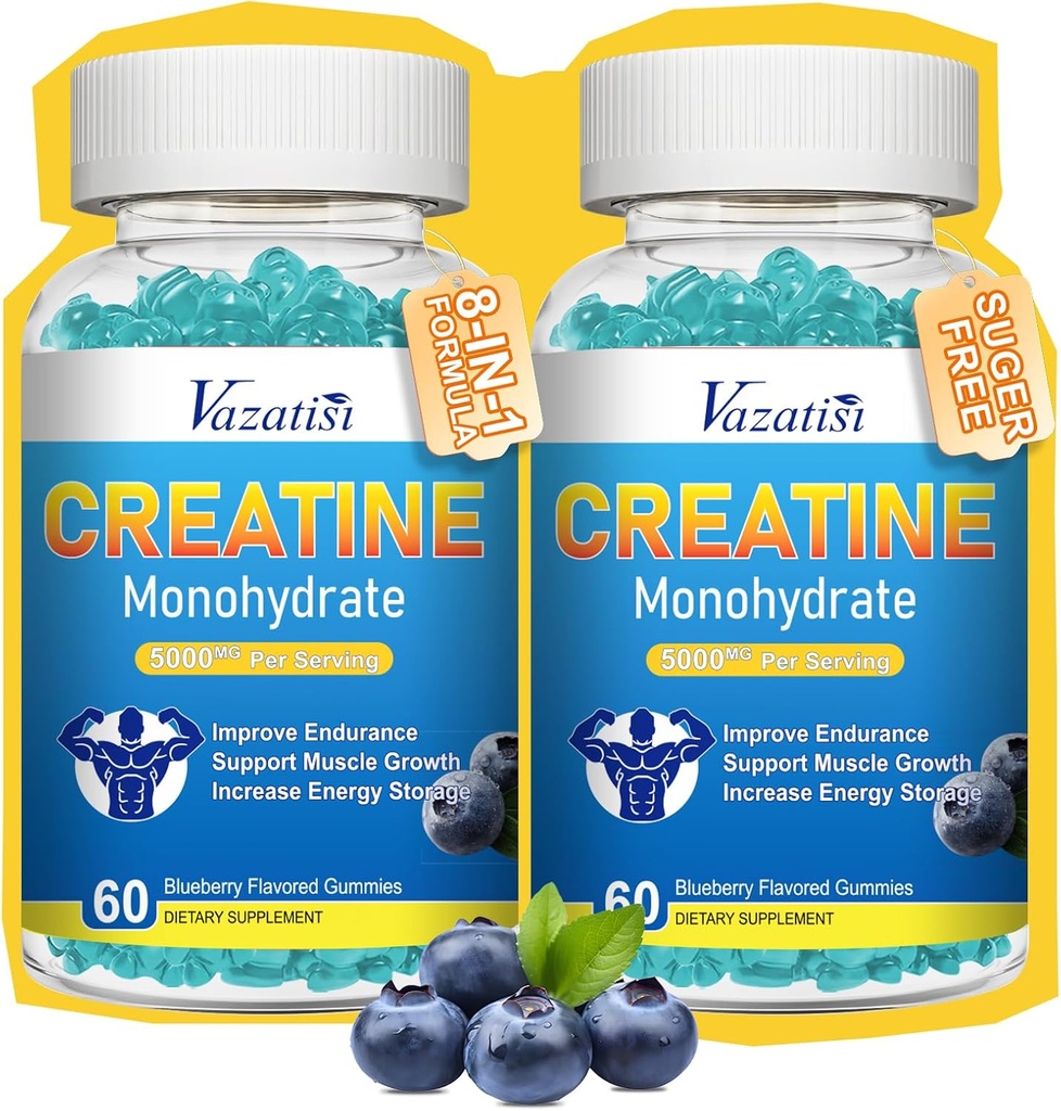 2 Paczka jednowodzian żeberka dla kobiet i mężczyzn, suplement Vegan Supplement dla budowania mięśni, Zwiększenie energii i siły, Blueberry Flavor, 120 Count