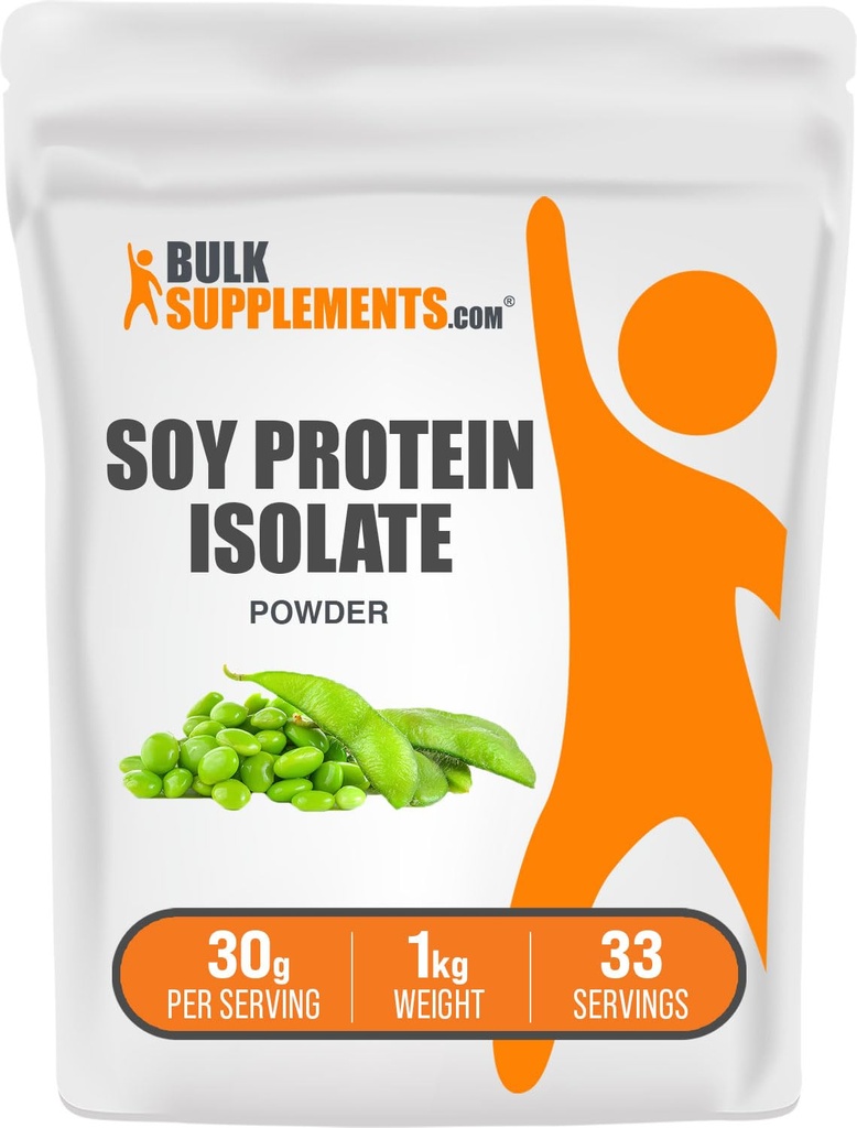 BulkSupplements.com Soy Protein Isolate Powder - Proszek białkowy wegański, Niełuskany - Pure & Gluten Free, 30 g na serwowanie, 1 kg (2,2 kg) (Opakowanie po 1)