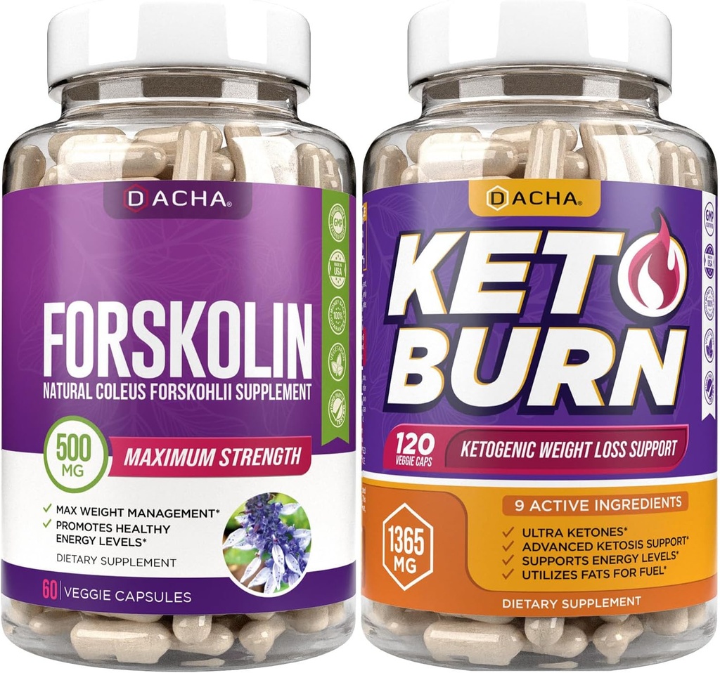 Advanced Keto & Fitness Bundle - Premium Forskolin Extract Plus Keto, z 11 naturalnych ziół dla Max Slim Look, Ultra Siła Pigułki, Wsparcie immunologiczne, Lost Fast