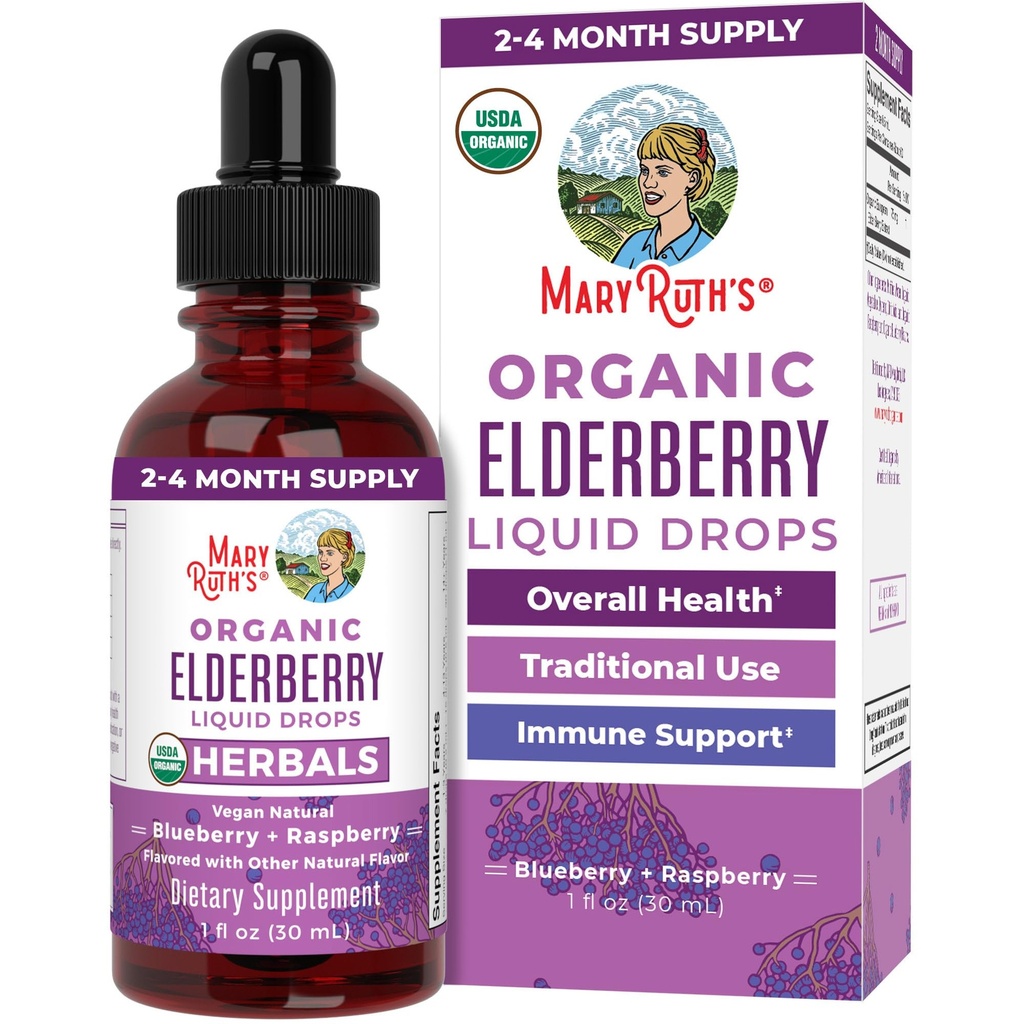 MaryRuth Organic Elderberry Syrop 124; USDA Organic Equipment 124; Sugar Free Immune Supplement for Adult & Kids, Ages 1 Evidence 124; Vegan, Non-GMO, Immune Boosters, Clean Label Project Verified