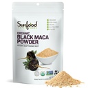 Sunfoods Superfoods Organic Black Maca Powder - Black Maca Root Powder, Black Maca Root dla mężczyzn i kobiet, Peruwiański, Surowy, Wegan, Premium Black Maca Powder - 4 Oz Bag
