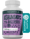 Freshfield Ashwagandha z Black Pepper. Vegan Friendly Supplement for Assistance Zmęczenie nadnerczy, Mięśnie pamięci, tarczycy i siły. Wszystkie kapsułki naturalne 1300mg