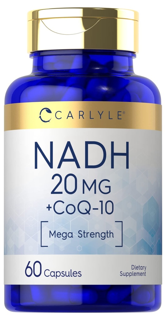 Carlyle NADH CoQ10 Supplement Equipment 124; 20mg Equipment 124; 60 Kapsułek Equipment 124; Mega Siła Equipment 124; Non-GMO, Gluten Free