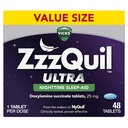 ZzzQuil ULTRA, Pomoc na sen, Doksylamina Sukcynat 25mg, Pomoc na sen dla dorosłych, Pomoc na sen nocny, 48 tabletek
