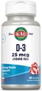 KAL Witamina D3 1000 j. m., Witamina D Chewables, Wchłanianie wapnia, Zdrowie kości i suplement wsparcia immunologicznego, Natural Peppermint Flavor, Sweetened z Xylitol, 100 Słupki, 100 Chews