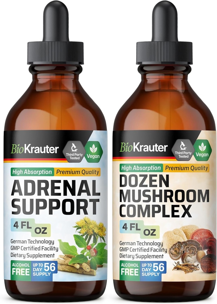 BIO KRAUTER Wsparcie nadnerczy Tincture 4 Fl. Oz. & Dozen Mushroom Tincture 4 Fl. Oz.