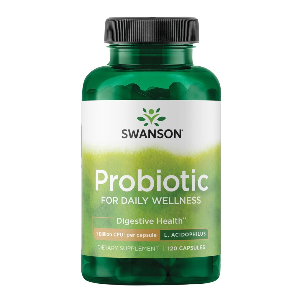 Swanson Probiotic - Digestive Health Supplement w / 1 Miliard CFU na kapsułkę - Natural Formula Supporting Bovel Regularity & Daily Wellness - (120 kapsułki)