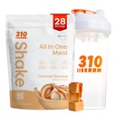 310 Nutrition All- in- One Meal Replacement Shake Powder w / Shaker Cup Starter Kit - Wysokie białko włókno bogaty Wegan Superfood Mieszanka - Sugar- Free, Keto & Paleo Friendly, Low Carb - Karmel Sundae 28 srv