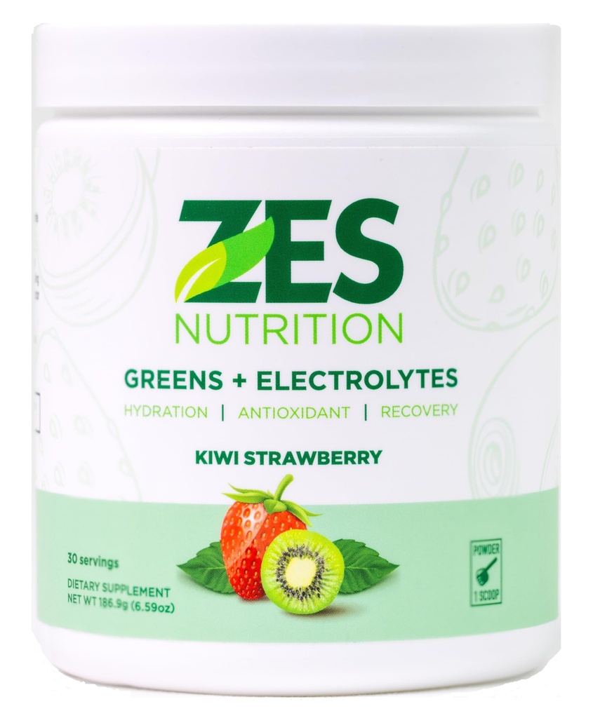 Zielone + Electrolytes, Kiwi Strawberry Flavor, Wegan, Non-GMO, Zielony Proszek, Codziennie Green Boost, Proszek roślinny suplement, Elektrolity organiczne, Odzysk i wsparcie, Smoothie Mix
