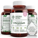 Naturalny polinikotynian chromowy Nutra GTF z ChromeMate, wspomaga metabolizm ciała, promowanie zdrowia ciała, zdrowie układu sercowo-naczyniowego 200 µg, 60 tabletek wegańskich