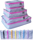 MUMI Packing Cubes - 5- Piece kompresji Packing Cubes for Travel, Bagaż Organizatorzy dla walizek, Przewoźnik - Na torby, Plecak i Duffel Bags - Space- Oszczędność podróży Essentials - różowy