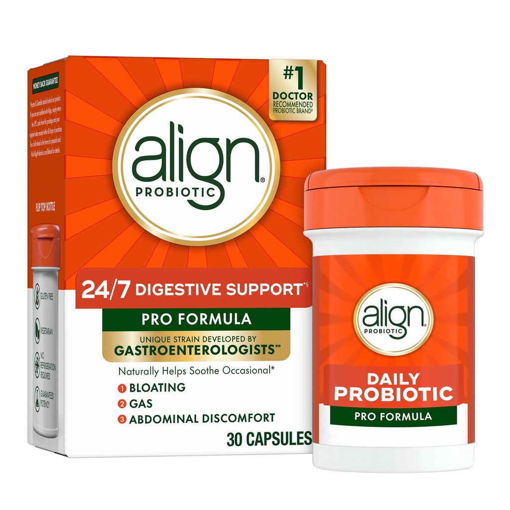 Align Probiotic, Pro Formuła, Probiotyki dla kobiet i mężczyzn, Probiotyki dla zdrowia trawiennego, Mężczyźni i Kobiety Probiotyczne Kapsułki Pomoc Relieve Okazjonalne Bloating & Gaz *, 30 Kapsułki