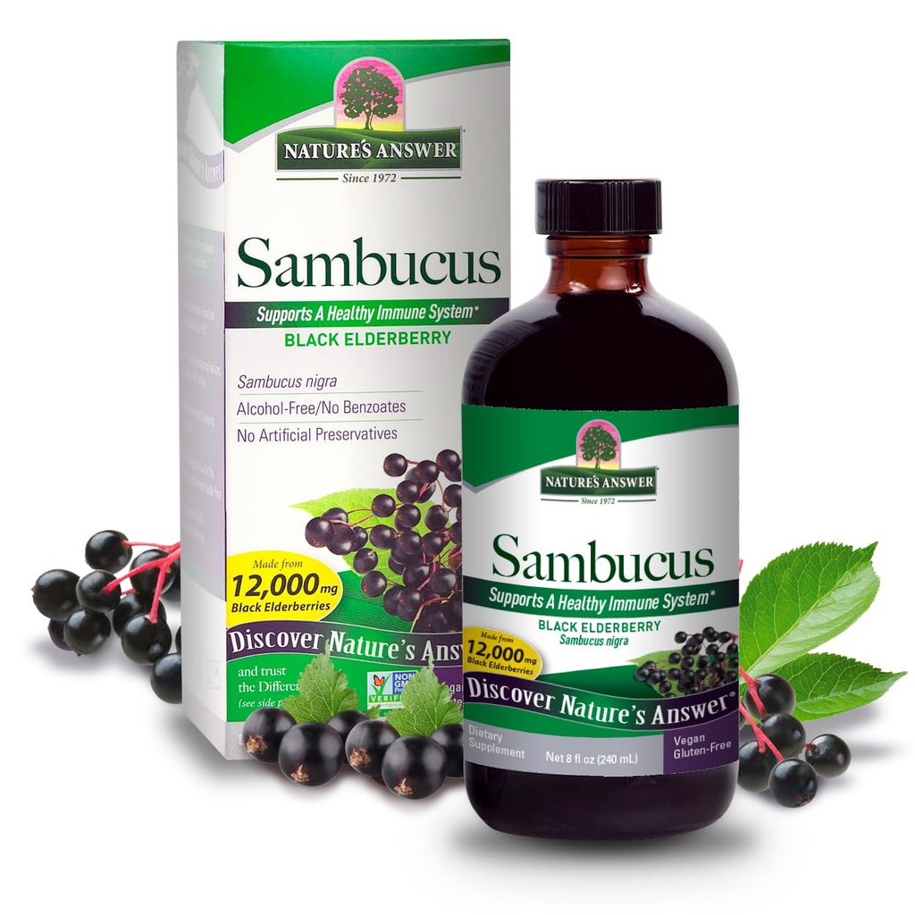 Odpowiedź natury Sambucus Elder Berry ekstrakt Syrop 8 unce (3 Pack) 124; Codzienne wsparcie immunologiczne 124; Pakowane z przeciwutleniaczami 124; Przyjazny rodzinie 124; Defender sezonu spalania