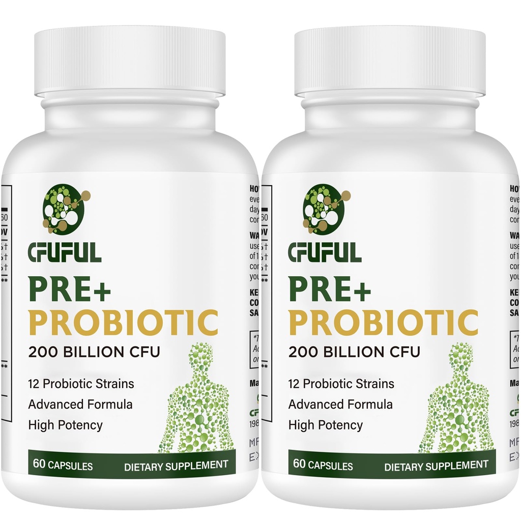 Probiotyki dla kobiet i mężczyzn - 200 Mln CFU 12 Szczepy Probiotyczne dla Digestive Immune & Gut Health, z Organic Prebiotic Shelf Stabilny suplement Probiotyczny dla Bloating 120 Kapsułki