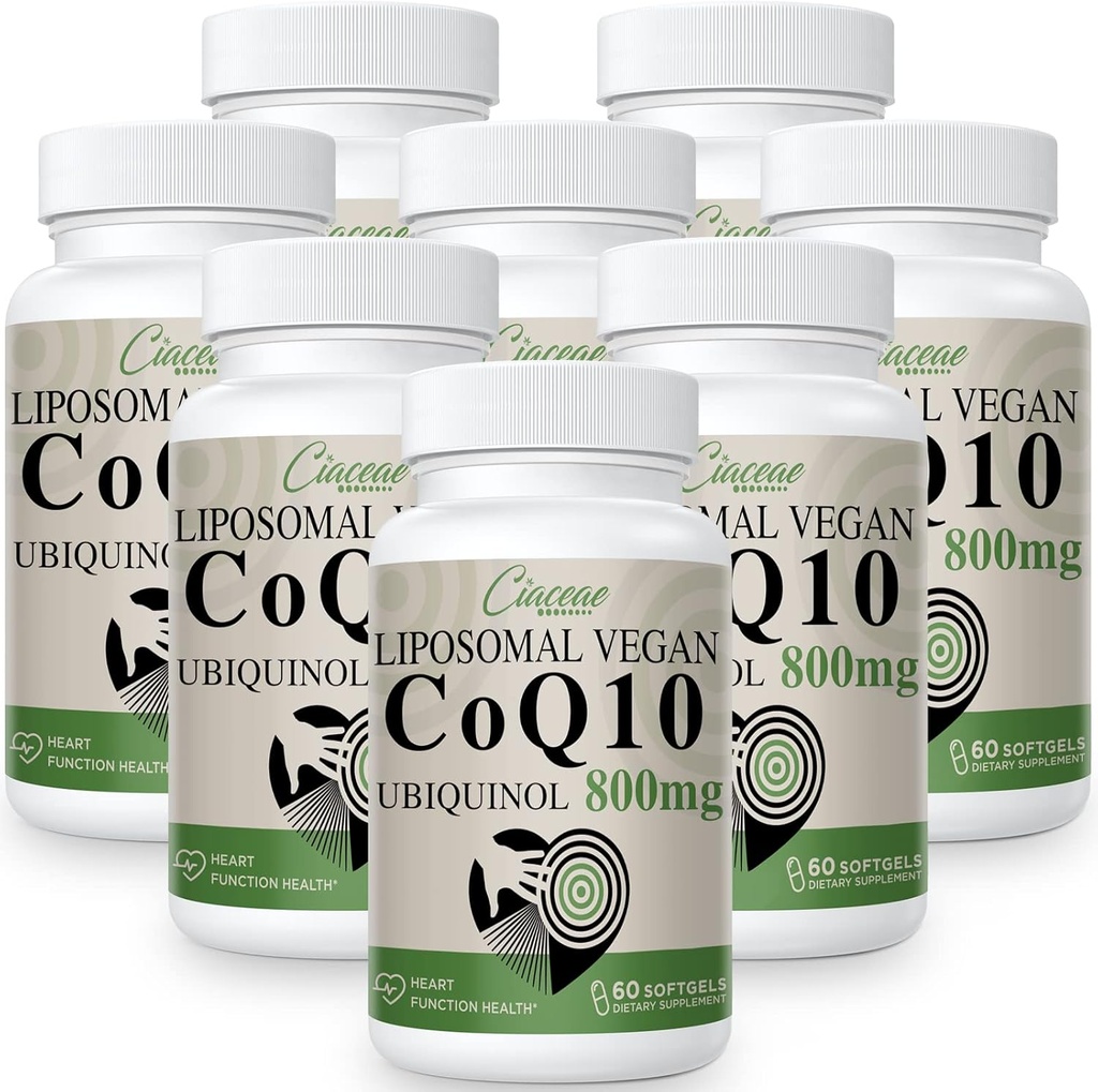 Liposomal CoQ10 800mg Ubichinol Softgel, Max Absorpcja Ubichinol Koenzym Q10, Ubichinol CoQ10 Suplement do Przeciwutleniacza, Funkcje serca i produkcji energii, Pure CoQ10 800mg, 480 Softgels Vegan