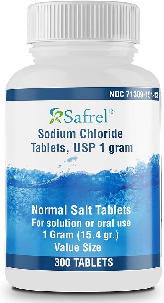Safrel Sodu chlorek tabletki 1 gm, USP 124; Normalne tabletki soli 124; (15.4g.) 124; Napoje nawilżające elektrolity (300 liter (opakowanie po 1))