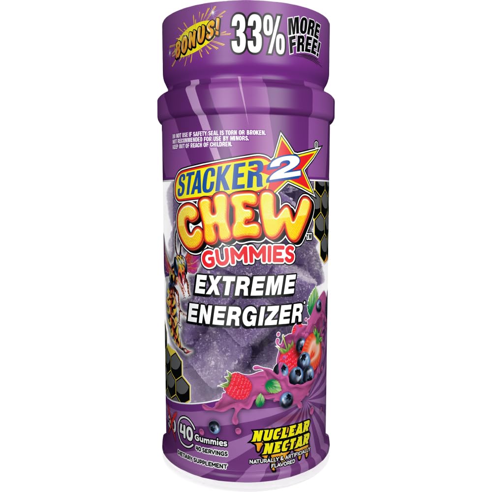 Stacker2 Chew: Ekstremalna energia - 40 Butelka Gummies