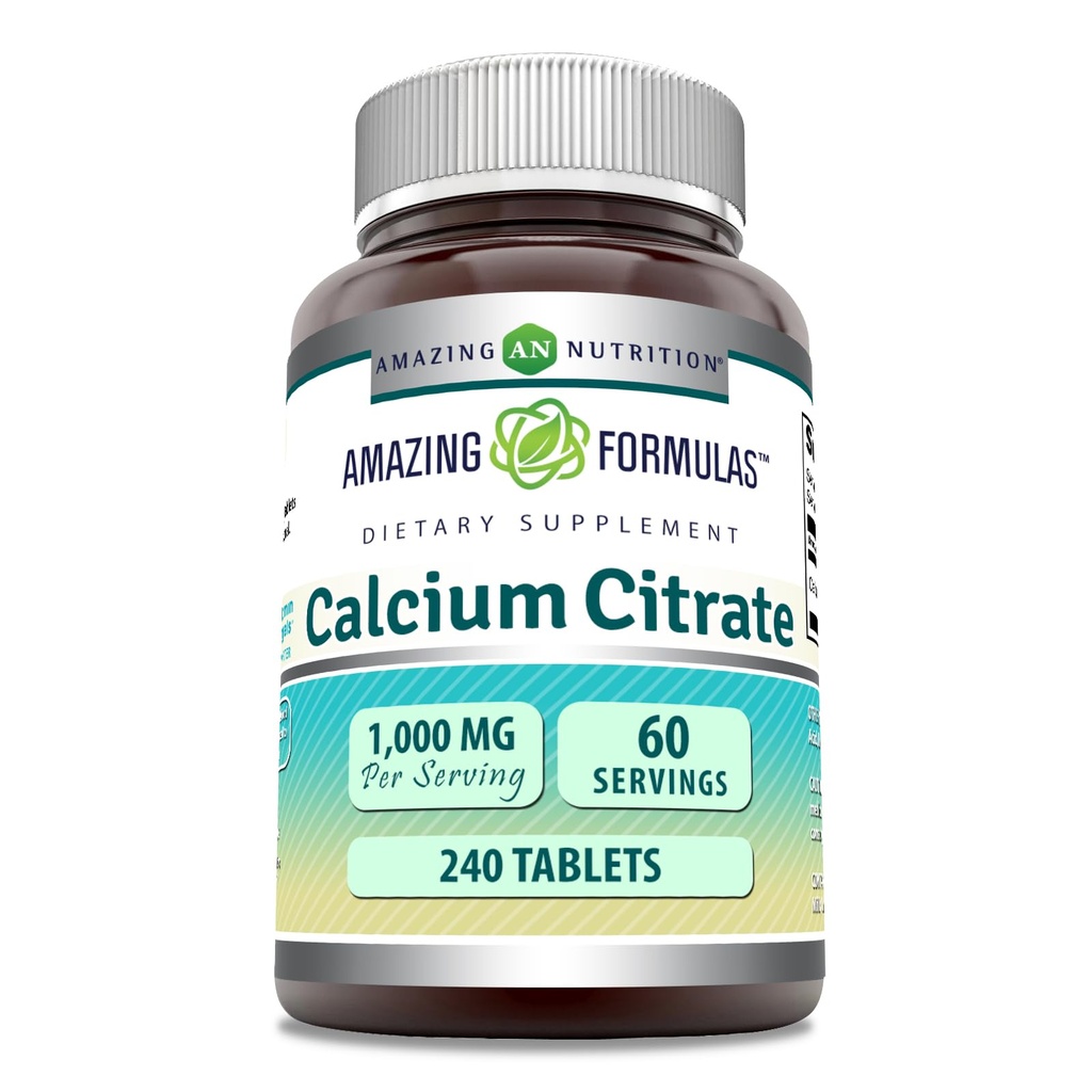 Amazing Support Wapnia Citrate 1000 Mg Siarczan 124; Tablets Supplement Siarczan 124; Non-GMO Siarczan 124; Gluten- Free Citrate 124; Made in USA (1 Pack Siarczan 124; 240 Count)