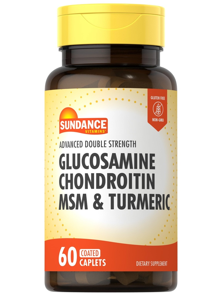Sundance Glukozamina Chondroitin MSM i Turmeric 124; 60 Kapsułki 124; Podwójna siła 124; Non-GMO i Gluten suplement wolny