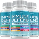 8 in 1 Immune Defense Support, Immunity Vitamins Supplement Booster z cynku 50mg, Witamina C Elderberry VIT D3 5000 IU, Kurkumina Turmerowa & Ginger, Echinacea - Ulga alergiczna dla dzieci Dorośli