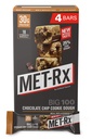 MET- Rx Big 100 Kolosalne batoniki białkowe, Wielki jak zdrowe zastępowanie posiłków, Przekąski, i Pomoc Support Energy, Gluten Free, Chocolate Chip Cookie Dough, 100 g, 4 Count (Packaging May Vary)