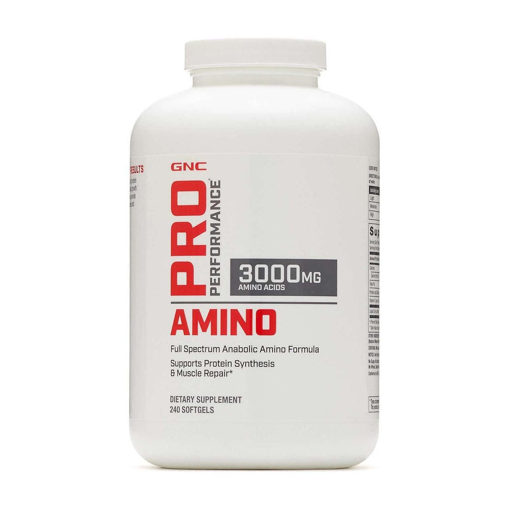 GNC Pro Performance Amino 3000mg, 240 Softgels, Wspiera syntezę białek i naprawę mięśni