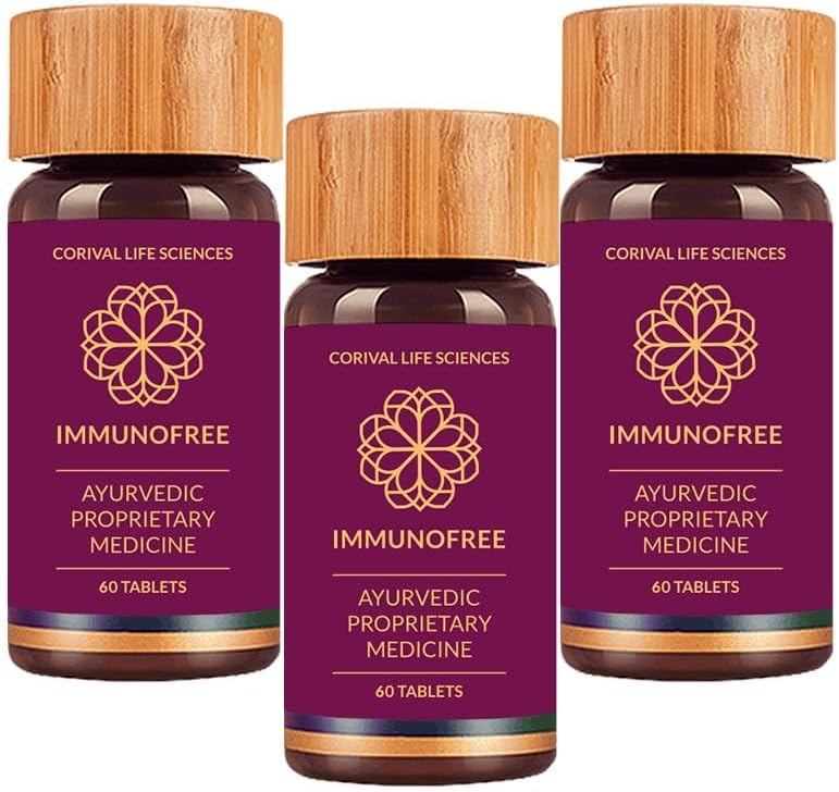 Biogetica Immunofree Herbal Supplement for Immune Support - Natural Potent Blend of Tulsi, Kalmegh, Yashtimadhu & Giloy for Immune Boost - 100% Vegan - 60 Tablet- Opakowanie z 3