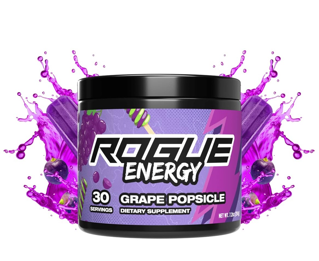 Rogue energy Drink Powder for Long Gaming Hours - Gaming Energy Powder for Mental Focus - Sugar & Gluten Free - suplement do gier z kofeiną i witaminami - Made in USA (Popsicle - 30 Servings)