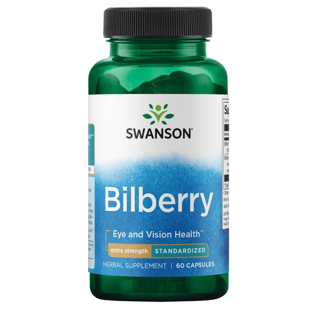 Swanson Extra- Siła Bilberry (Standaryzowane) 100 Miligramów 60 Kapsułki
