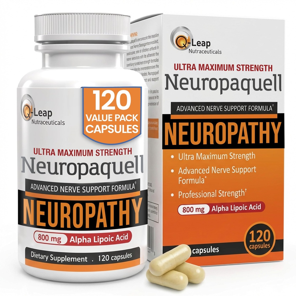 Platinum Health Alpha Lipoic Acid for Neuropathy Nerve Pain Supplement, B Vitamin, L Arginina, Wszystkie naturalne maksymalne siły Neuropaquell dla dyskomfortu w stopach, Ręka, Toes, 120 Kapsułki, 800mg