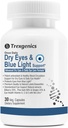 Trexgenics Dry Eyes & Blue Light Support Once Daily Vegetarian Formula z Lutein 10mg, Zeaksantyna 2 mg, Bilberry, Ginkgo, Pine Bark, Witamina C, Cynk i Witamina A (30 Kapsułki Veg)