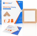 Silikon Piankowy opatrunek z łagodną przylegającą granicą 6 "x6", Bed Sore Pressure Ulcer Noga Ulcer Sylikonowy opatrunek, Wysoka Absorbencja Wodoodporna, 5 Pack by NeueHaut