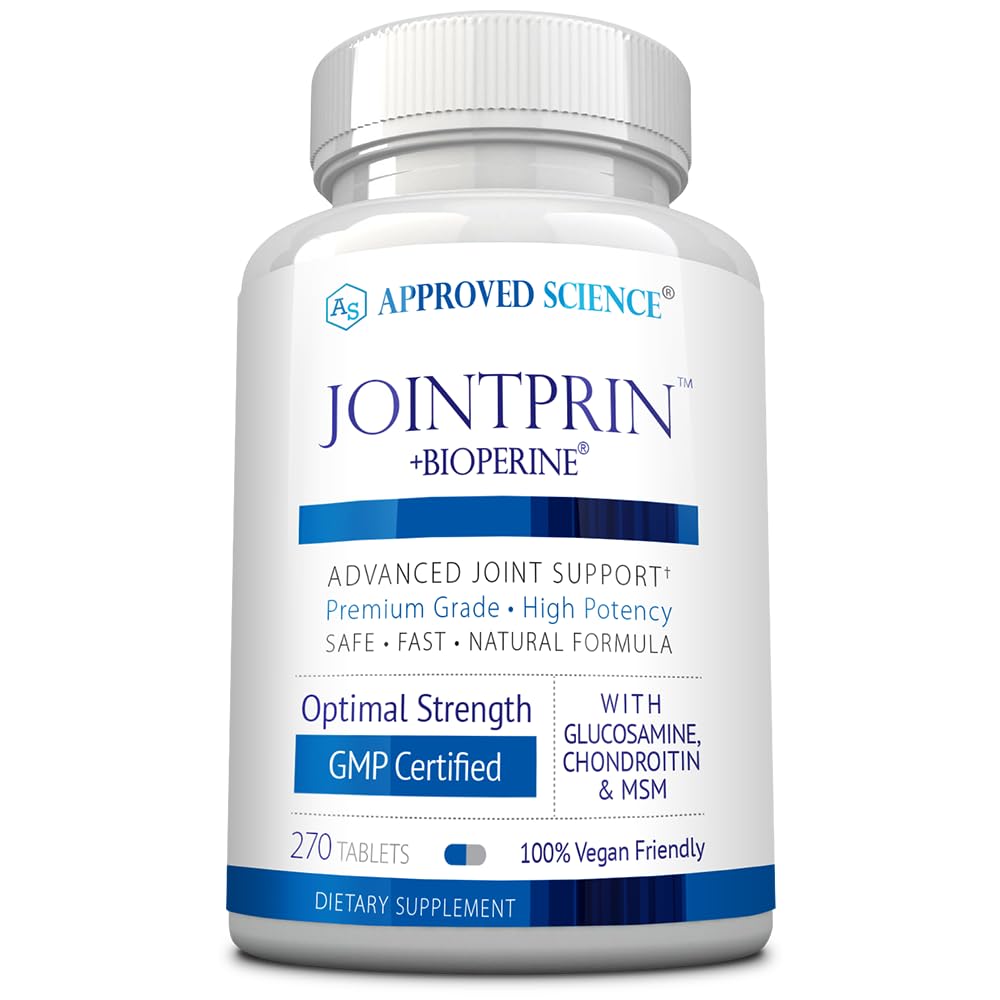 Zatwierdzone Science Jointprin - Joint Support Supplement - Glukozamina, MSM, Chondroitin, Turmeric, Boswellia, BioPerine - 3 Miesiąc Dostawy