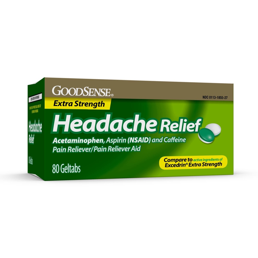 GoodSense Extra Siła Ból głowy Relief Geltabs, Acetaminofen, Aspiryna (NSAID) i Kofeina, 80 Hrabia
