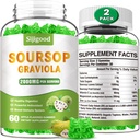 2 Pack Soursop Graviola Gummies - Organic Soursop Leaves & Fruit Extract - Pomoc spożywcza, Immune Support & Właściwości przeciwutleniające - 120 Jabłkowe Gummies aromatyczne