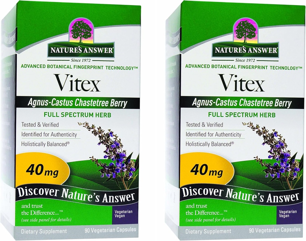 Odpowiedź natury Vitex Chastetree Berry Supplement, 90- Kapsułki wegetariańskie, 2 Hrabia 124; Hormonal Balance Balance 124; Wsparcie owulacji 124; Wsparcie menopauzalne