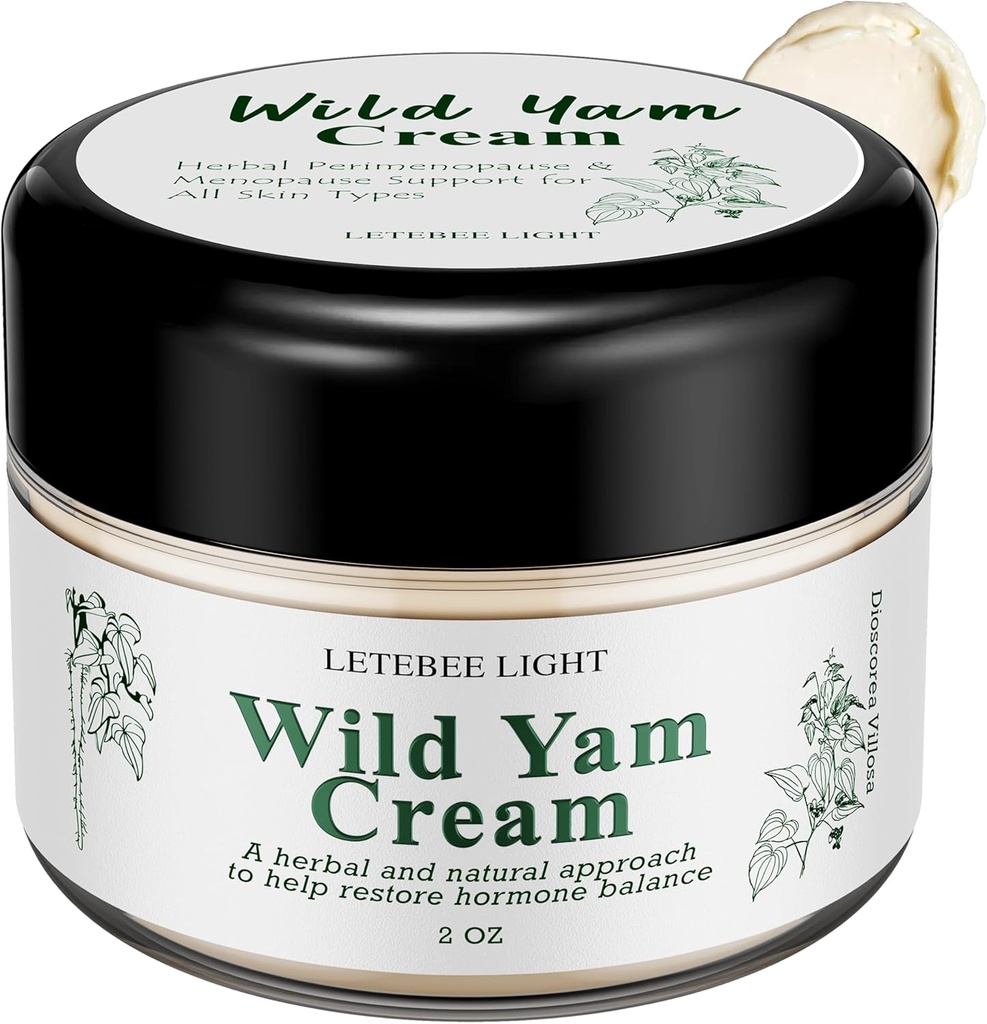 Wild Yam Cream for Hormon Balance: Naturalny wzór na gorące błyski nocne poty - Estrogen Progesterone Free 2 OZ