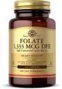 Solgar Folate 1,333 mcg DFE, 100 Tablets - 800 mcg Bio- Aktywny Metafolin - Heart Health - Non-GMO, Wegan, Gluten Free, Dairy Free, Kosher - 100 Sług