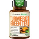 Kurkumina Turmerowa Suplement z Green Tea Extract (ECGC) & Witamina C do wspólnego zdrowia, Energia i Stan zapalny Równowaga - Organiczna kurkumina Tumeryczna z czarnym pieprzem - Bezglutenowy, Non-GMO - 60 Kapsułki