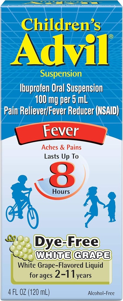 Advil Zawieszenie dla dzieci Sugar Free, Dye Free, Berry 4 oz (Opakowanie po 2)