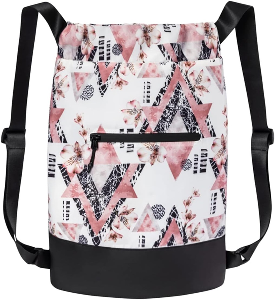 GOMOYO Flex Cinch Drawstring Siłownia dla kobiet 124; Nowoczesne kwiatowe wzory graficzne 124; Trwały lekki Siłownia Cinch Backpack 124; 18 "x 14" x 7 "X124; Różowy
