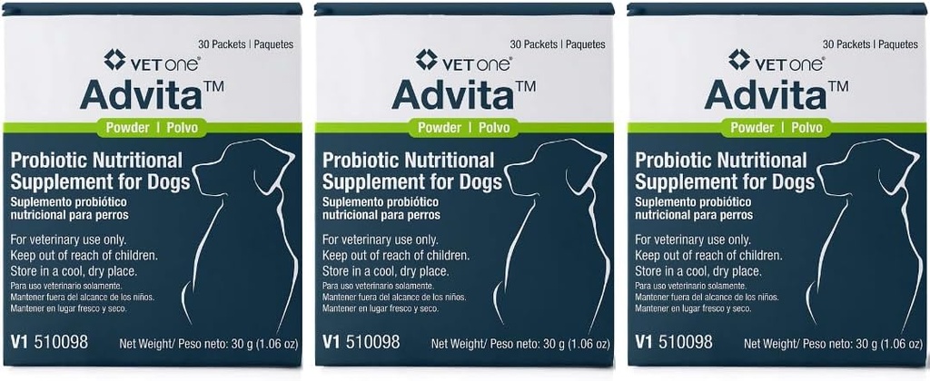 Vet One Advita Probiotic Nutritional Supplement for Dogs (3 Pudełka, 90 Pakiety)