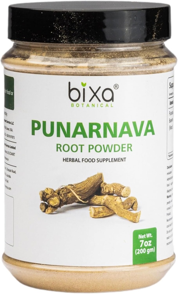 Bixa BOTANICAL Ponarnava proszek 124; Natural Detox and Fluid Balance Support Detox 124; Boerhavia diffusa Bis124; 200 Grams / 7 OZ 124; Ayurvedic Herbal Supplement Supplement 124; Gluten Free, Non-GMO, Steam Treated, Vegan, 100% Pure