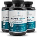 VITASEI Happy Flora, suplement probiotyczny 170 Miliard CFU dla Zdrowego Gut Health z enzymami do trawienia, probiotyki dla kobiet i mężczyzn, 3 Butelka - 180 Kapsułki