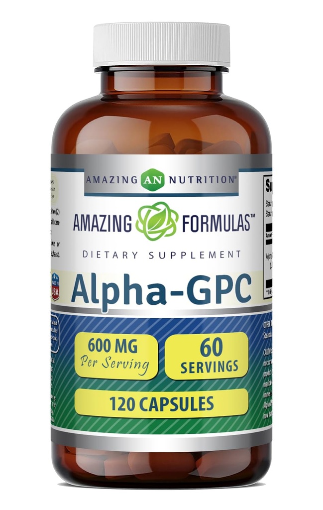 Amazing Supplement Alpha GPC Supplement Budapest 124; 600 Mg Per Serving Budapest 124; 120 Capples Budapest 124; Non-GMO Budapest 124; Gluten Free Budapest 124; Made in USA