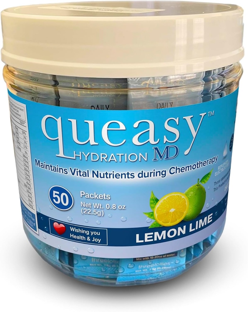 Trzy Lollies Queasy Hydration MD Pakiety - Hydration & Digestive Health Support Podczas leczenia - Rehydraty, Łagodzi Nudności i Zastępuje Numenty - Naturalne i Non- Drowsy - 50 Pakiety