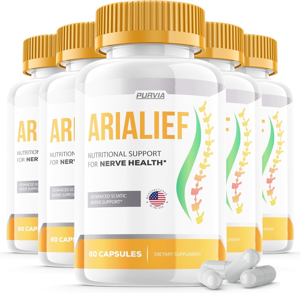 (5 opakowań) Arialief Capsules Sciatica - Oficjalna formuła - Arialief witaminy suplement Advanced Strength Formula, Arialief Capsules Nutritional Support Maximum Strength General Wellness (300 kapsułki)
