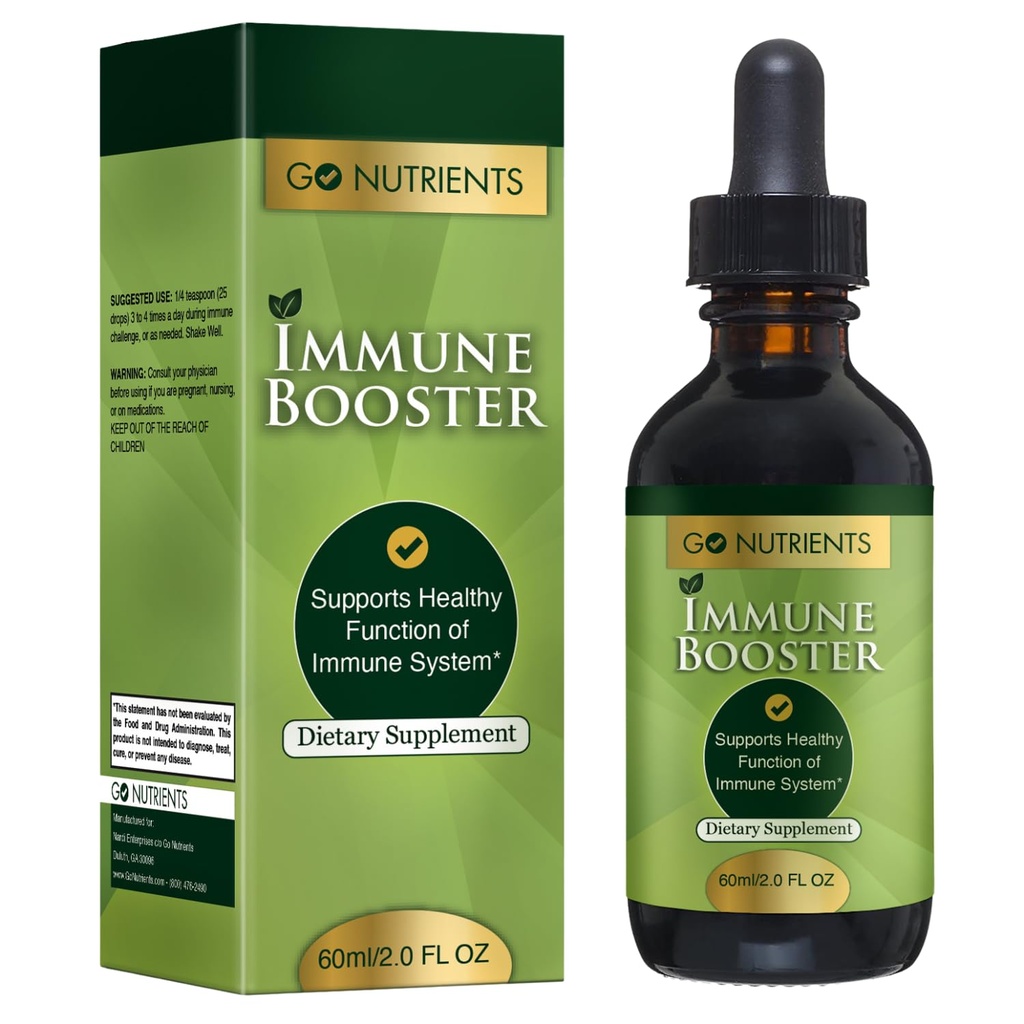 Go Nutrigents Immune Booster - Liquid Herbal Support with Echinacea, Goldenseal & Usnea - 7 in 1 Wzmocnienie obrony dla dorosłych i dzieci 124; 2 Oz Tincture (48 Sług) dla Natural Defense & Wellness