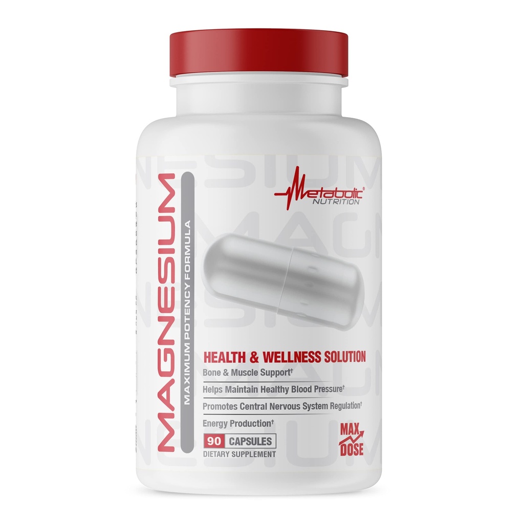 Magnez, 650mg na jedną porcję, Non-GMO, Wegan, Gluten Free, 90 kapsułek